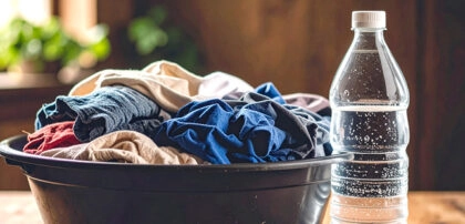 Panier à linge rempli de linge de couleurs