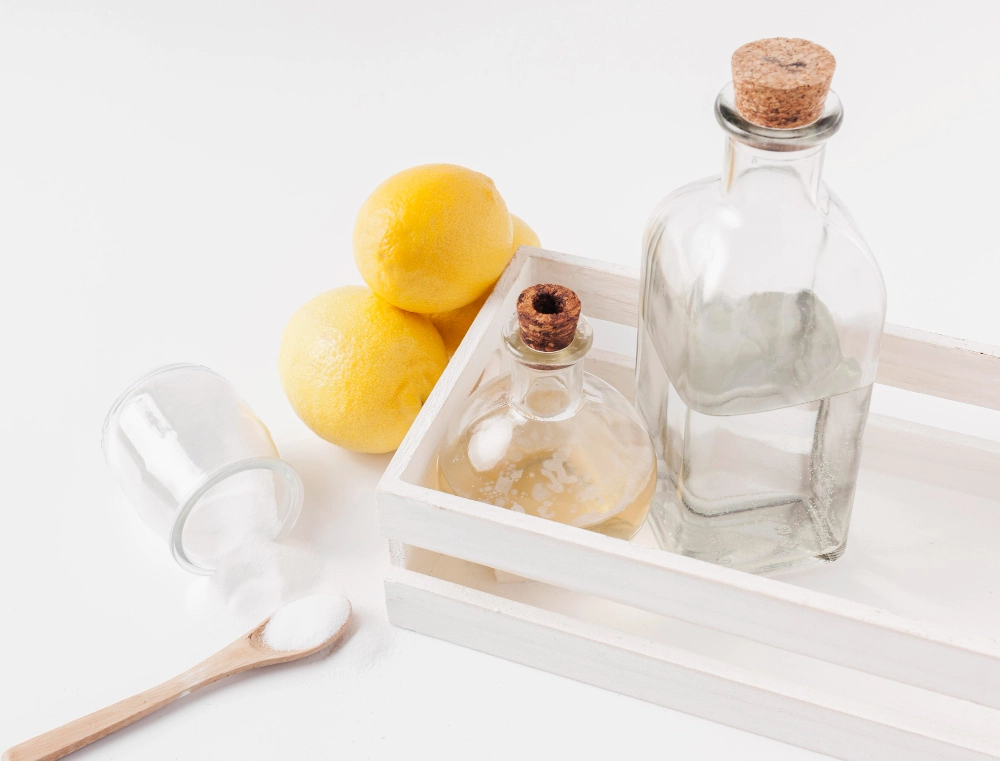 Citron et vinaigre blanc utilisés comme fixateur de couleur pour vêtement naturel